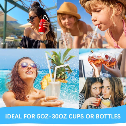 Plasticless 100P PLA Disposable Drinking Straws Corn Plant Based Biodegradable Straws, BPA Free Compostable Straw (100 Pack White Individually Wrapped Straws)