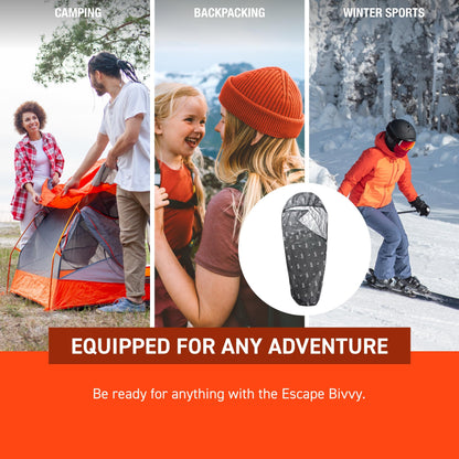 SOL Escape Bivvy with Hood - Emergency Preparedness Blanket - Reflects Up to 70% Body Heat - Outdoor Survival Shelter - Water Resistant - Durable & Breathable - Winter Camping Supplies - XL, Gray