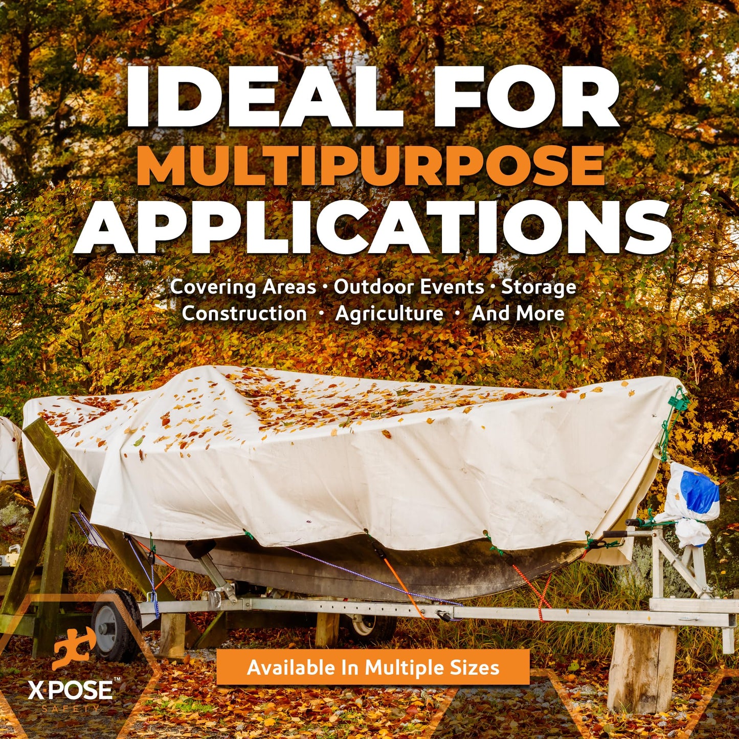 Heavy Duty White Poly Tarp 30' X 50' - Multipurpose Protective Cover - Durable, Waterproof, Weather Proof, Rip and Tear Resistant - Extra Thick 12 Mil Polyethylene - by Xpose Safety