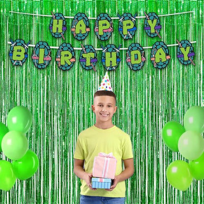 Green Tinsel Curtain Party Backdrop - GREATRIL Foil Fringe Streamers for St Patrick’s Day/Luau/Turtle/Hawaiian/Dinosaur/Ghost/Football/Christmas Decorations 2 Packs