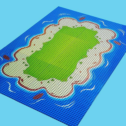 Apostrophe Games Island Building Blocks Base Plates Compatible with All Major Brands - 6 Pack of Beach Plates - 4 Corners &amp 2 Straight