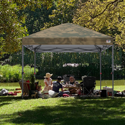ABCCANOPY 10x10 Pop Up Canopy - Outdoor Patio Portable Canopy Tent Gazebo Heavy Duty for Backyard and Deck with 4 Sandbags and 8 Stakes (Light Brown)