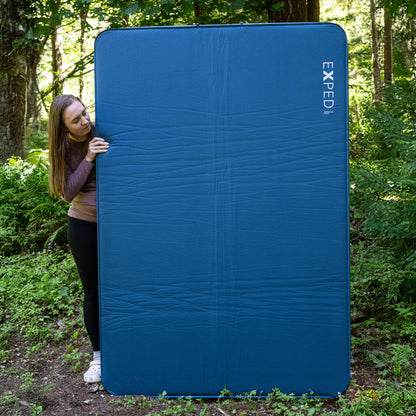 Exped DeepSleep Mat Duo Medium - Self Inflating Firm Car Sleeping Mat, 3” Foam Pad, Pump Included