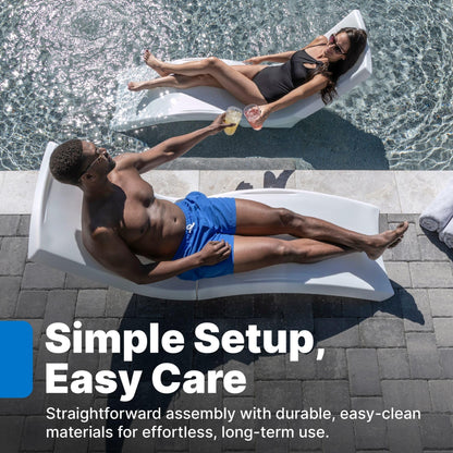 Step2 Vero Pool Lounger, Fade-Resistant, Waterproof Patio Furniture, Pool Lounge Chair for Sun Shelf, Use in Pools with Shelves Up to 12-Inches Deep or Outside Pool Deck, Weighted, White