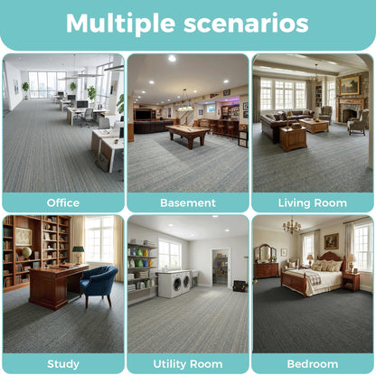 jxgzyy Commercial Carpet Tiles 20x20in, 0.31" Thickened Carpet Squares with Silicone Backing, Heavy Duty Carpet Floor Tiles with Padding Attached for Home Office Garage Hotel, 16 Pcs/43.2 Sqft