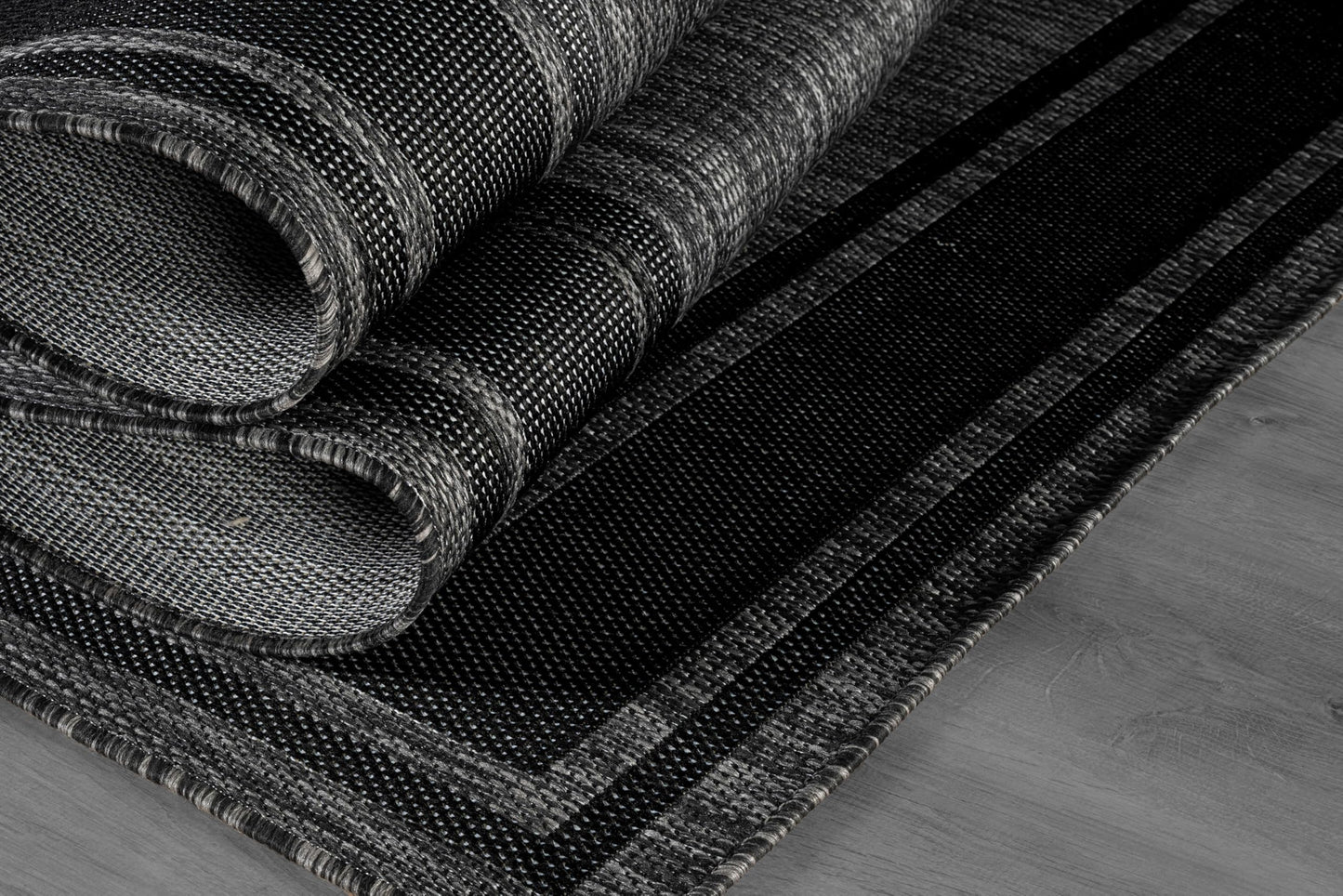 Beverly Rug Outdoor Rug 6x9 Modern Bordered Area Rugs for Indoor and Outdoor Patio Deck Porch Garden Waterproof Weather Sun Resistant Washable Outside Carpet (6 x 9 Black)