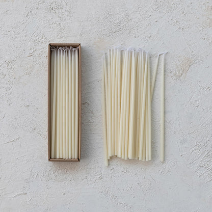 Creative Co-Op 36-Piece Unscented Thin Taper Candles in Box, Ivory