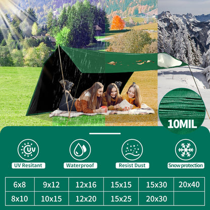 Tarp 30x50 ft Heavy Duty 100% Waterproof 10mil,UV Resistant,Durable Grommets and Reinforced Edges Green/Black Tarp for Camping, Swimming Pools,Car Coverage -by MVPNET