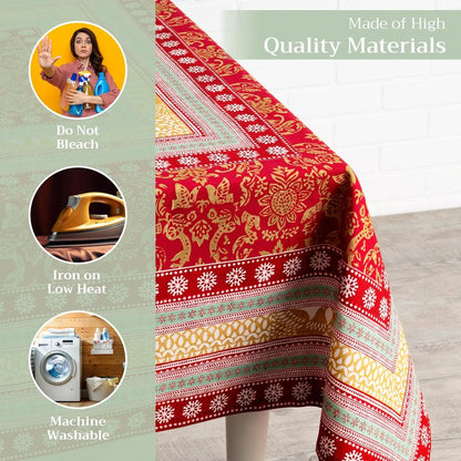 Maison d' Hermine Table Cloth Square Table 100% Cotton 60 x 60 Inches Fall Tablecloth Reusable Everyday Use for Thanksgiving Christmas Decorations Dining Farmhouse Party (Sofia)