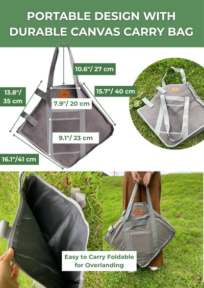 CAMPINGMOON 3 in 1 Flatpack Portable Fire Pit Grill 14 inch Foldable Stainless Steel Wood Burning Camping Stove Adjustable Height Overlanding Outdoor Cooking RV Trips Carry Bag included MT-045