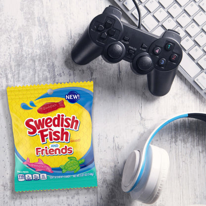 SWEDISH FISH and Friends Soft & Chewy Candy, Bulk Candy, 12-3.59 oz Bags