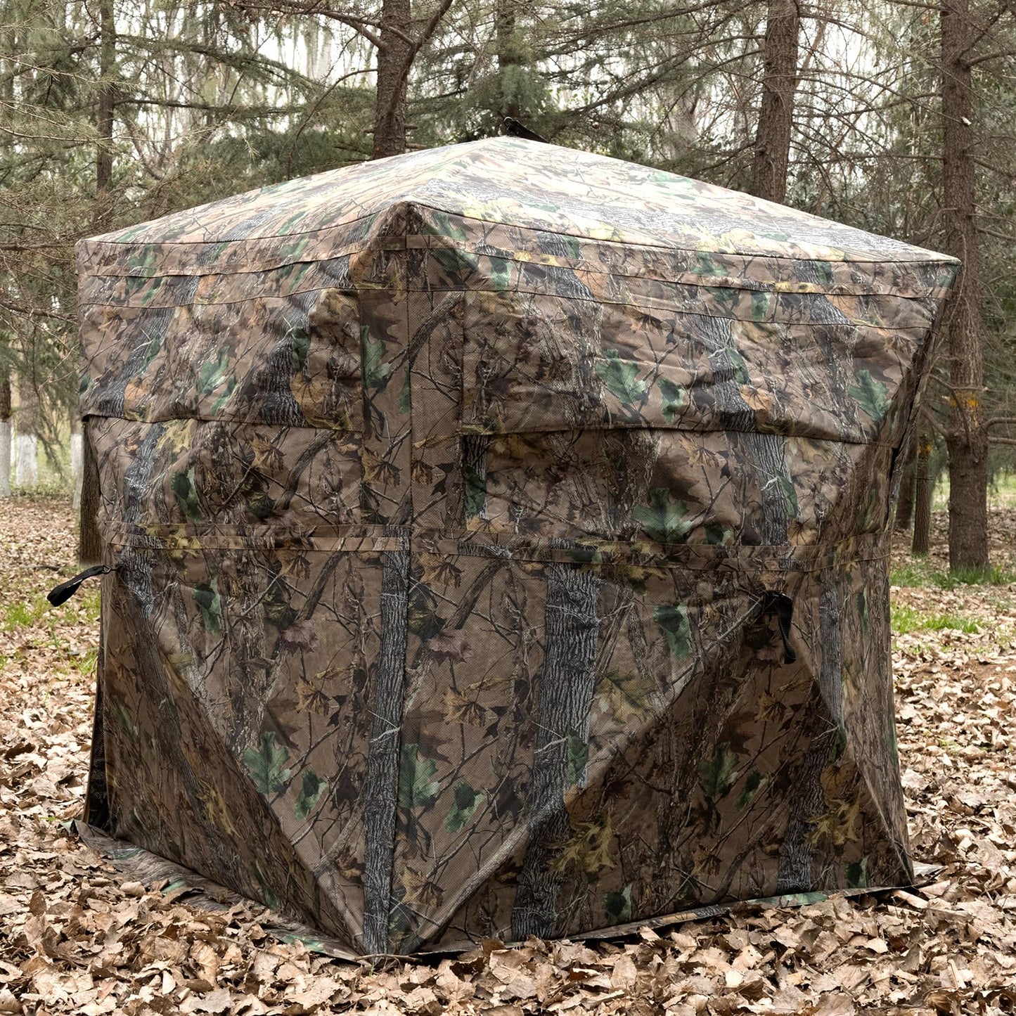 Mionovity Hunting Blind, 360° See Through Ground Blind for Turkey Hunting, Turkey Ground Blind, Hunting Blind for Turkey & Deer, 2-3 Person Pop Up Portable Camouflage Tent with Carrying Bag