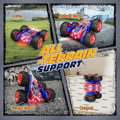 Tecnock Spider Remote Control Car 2.4GHz RC Cars with USB-C Easy Charging 4WD Double Sided 360° Rotates &amp Flips RC Stunt Car Toys Gift for Boys and Girls Ages 6-8 8-12