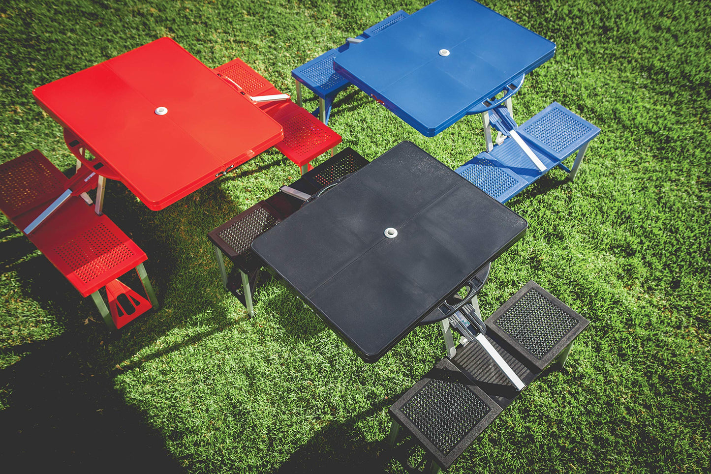 ONIVA - a Picnic Time brand - Folding Picnic Table - Camping Table - Outdoor Table with Umbrella Hole, (Red), 36.2" x 18" x 5.5"