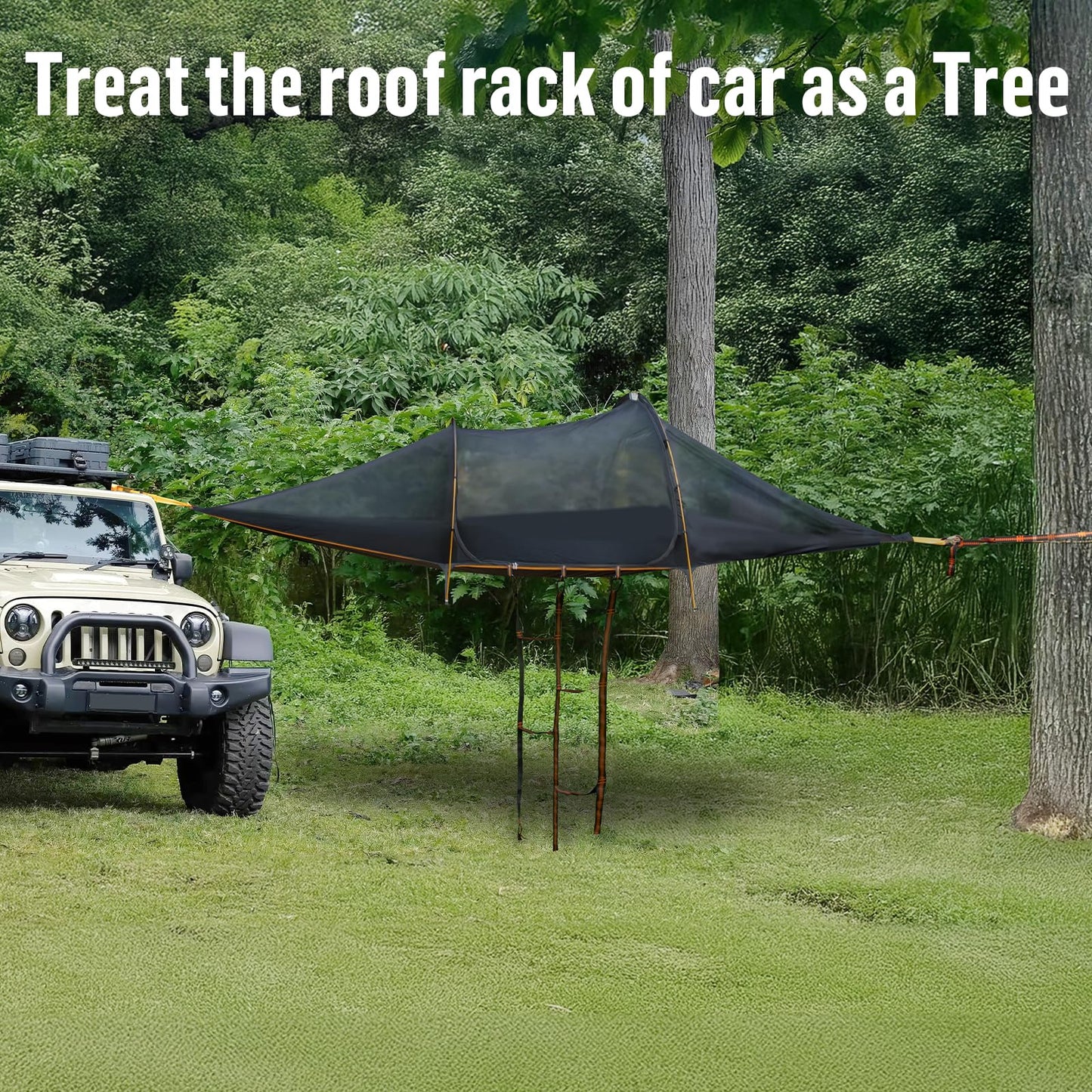 Night Cat Triangle Hammocks 2-Persons: Lay Flat 3 Point Hammock Tent with Bug Net Rainfly 13ft 440 LBS