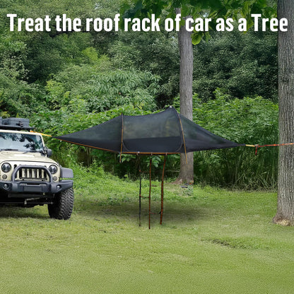 Night Cat Triangle Hammocks 2-Persons: Lay Flat 3 Point Hammock Tent with Bug Net Rainfly 13ft 440 LBS