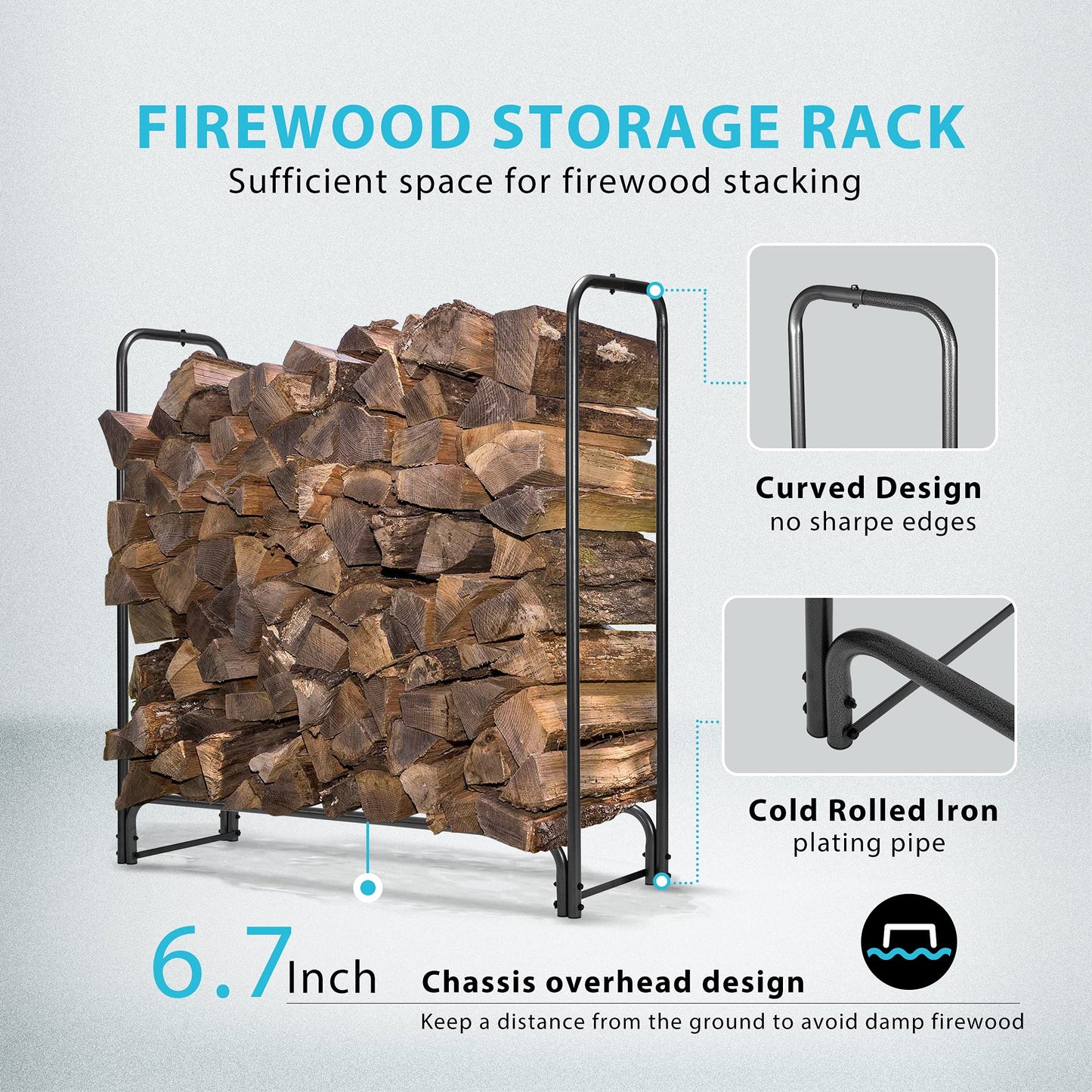 VIVOHOME 21.5 Inches Folding Heavy Duty Firewood Storage Log Rack with 4ft Heavy Duty Indoor Outdoor Firewood Storage Log Rack and Cover Combo Set