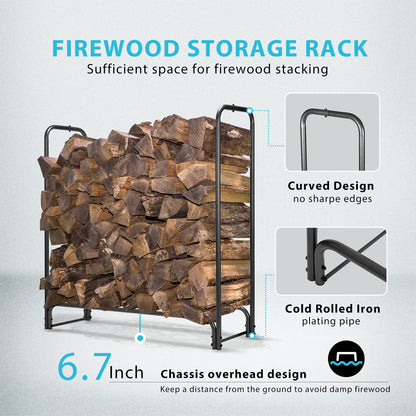 VIVOHOME 21.5 Inches Folding Heavy Duty Firewood Storage Log Rack with 4ft Heavy Duty Indoor Outdoor Firewood Storage Log Rack and Cover Combo Set