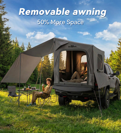 BravArrk Inflatable Truck Bed Tent with Detachable Zippered Awning, Pickup Truck Tent for 5.5ft-8ft Bed, 2 Mins Fast Setup Blow Up Tent for Truck, PU3000 Waterproof Truck Tent for Camping