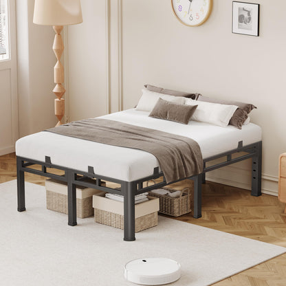 Anyroom 20 Inch Queen Bed Frame, Double Layer Heavy Duty Metal Platform 4000 lbs Capacity, Bed Frames with Headboard Holes, Round Corner Legs, No Box Spring Needed, Easy Assembly