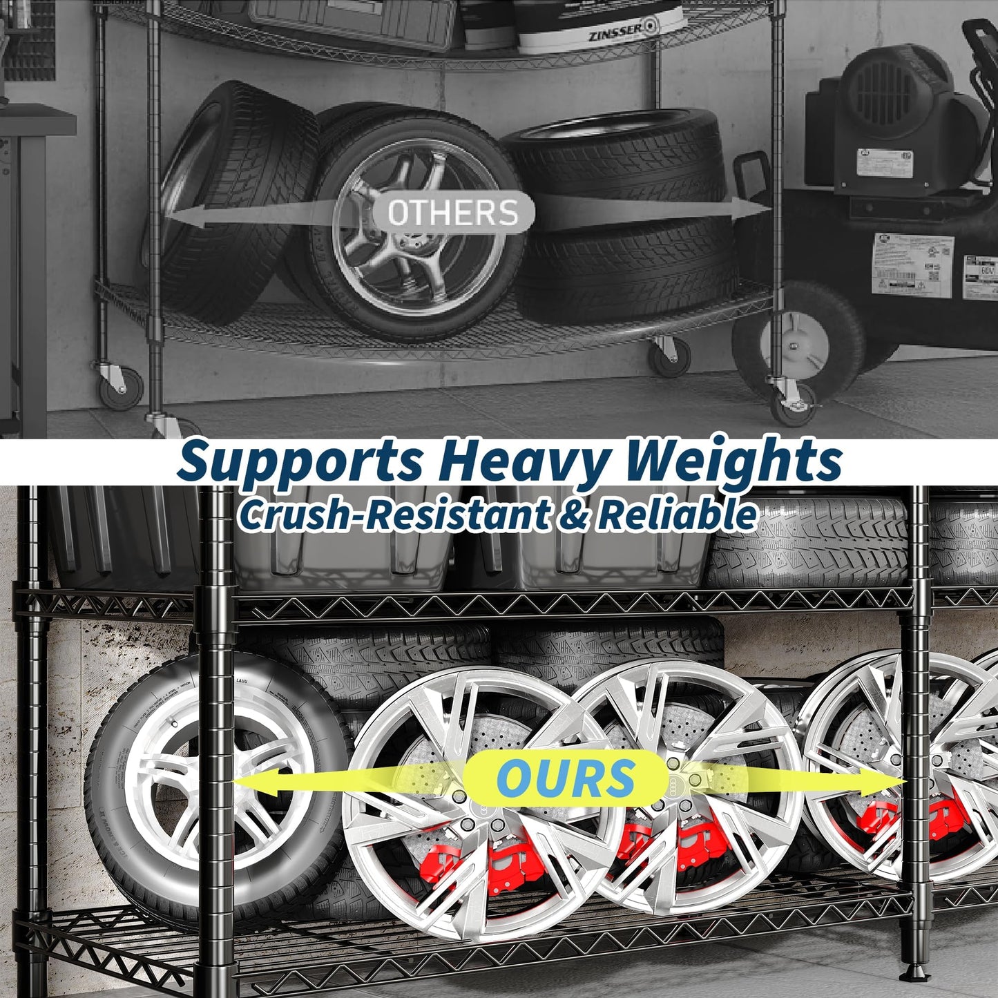 PeakPursuit 71" Wide Heavy Duty Metal Garage Shelving Unit, 4-Tier Adjustable Shelf Organizer, L-Shaped Storage Rack, 1060 lbs Capacity, Rust-Resistant, Ideal for Kitchen, Pantry, Warehouse