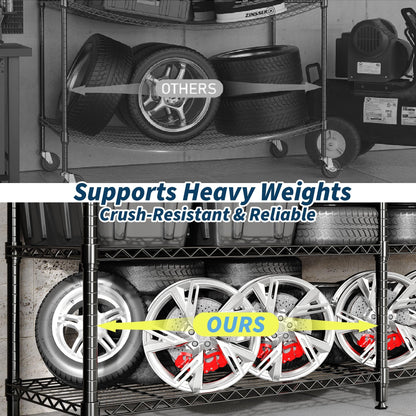 PeakPursuit 71" Wide Heavy Duty Metal Garage Shelving Unit, 4-Tier Adjustable Shelf Organizer, L-Shaped Storage Rack, 1060 lbs Capacity, Rust-Resistant, Ideal for Kitchen, Pantry, Warehouse