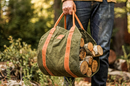 1844 Helko Werk Germany Frontier Collection Canvas Log Carrier - Firewood Holders and bags for Fireplace Logs - Made in USA (Log Carrier Green) #8755G