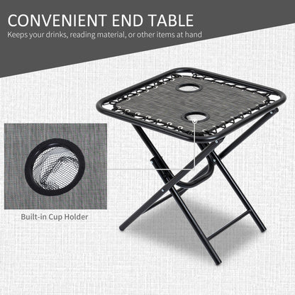 Outsunny Zero Gravity Chair Set with Side Table, Folding Reclining Chair with Cupholders & Pillows, Adjustable Lounge Chairs for Pool, Backyard, Lawn, Beach, Gray