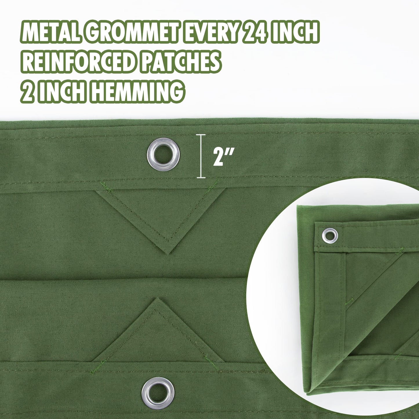 CARTMAN Finished Size 16x20 Feet Canvas Tarp with Rustproof Grommets, Heavy Duty Multipurpose Tarpaulin Cover for Canopy Tent, Roof, Camping, Woodpile