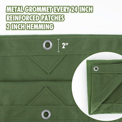 CARTMAN Finished Size 16x20 Feet Canvas Tarp with Rustproof Grommets, Heavy Duty Multipurpose Tarpaulin Cover for Canopy Tent, Roof, Camping, Woodpile