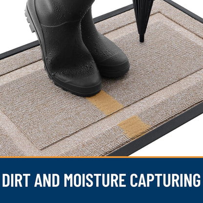 OLANLY Indoor Outdoor Front Door Mat - Waterproof All-Weather Doormat, Easy Clean, 29.5x17, Camel