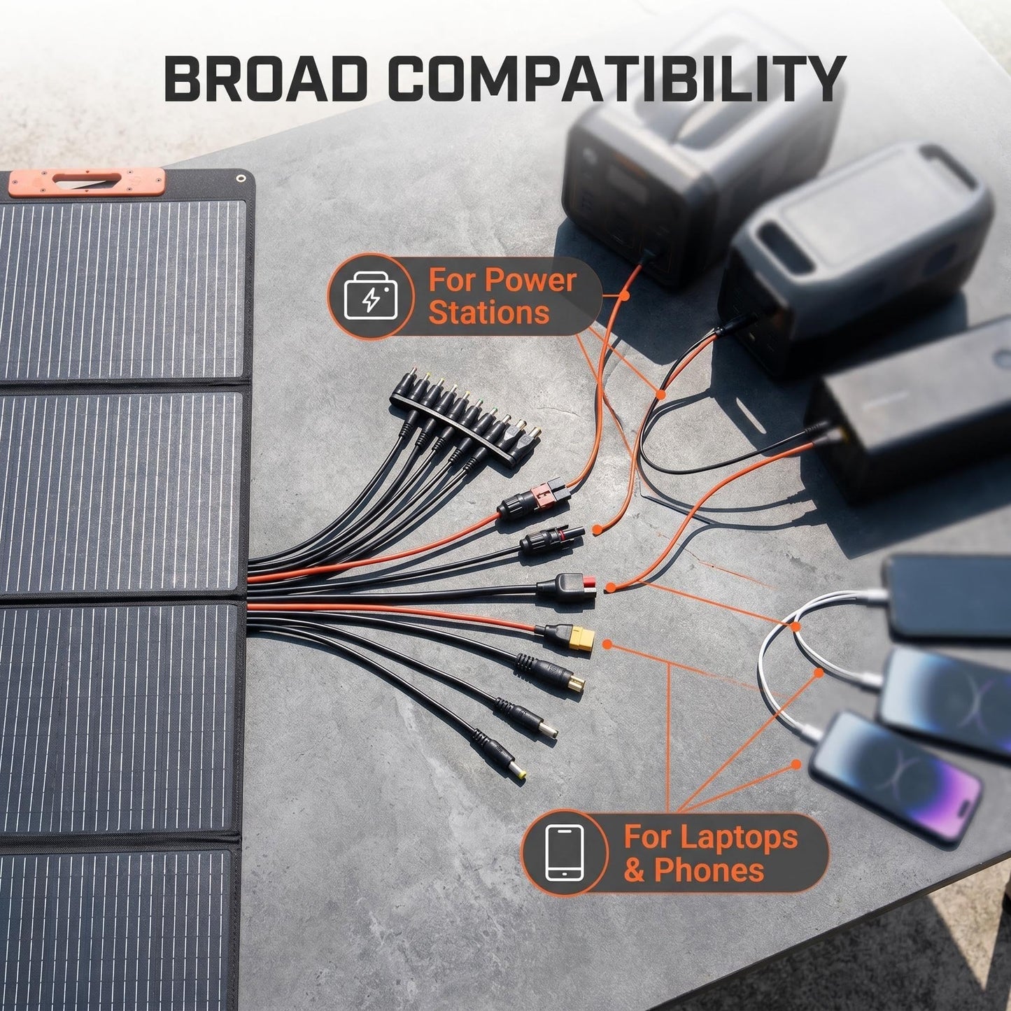 200W Portable Solar Panel, Camping Essentials,200 Watt Foldable Solar Charger for Power Station, 23.5% High Efficiency IP67 Waterproof with 10-in-1 DC Connectors for Camping RV Blackout (200W)