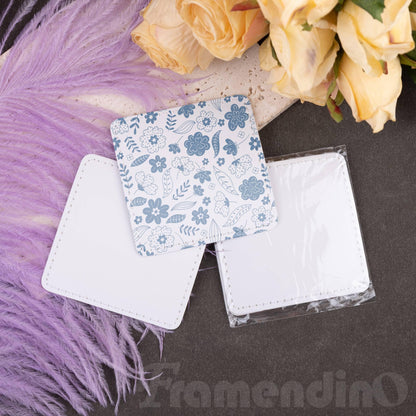 Framendino, 10 Pack Sublimation Patch Blank Square Leather Iron on Patches for Hat Shirt Jeans