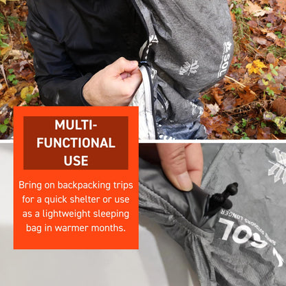 SOL Escape Bivvy with Hood - Emergency Preparedness Blanket - Reflects Up to 70% Body Heat - Outdoor Survival Shelter - Water Resistant - Durable & Breathable - Winter Camping Supplies - XL, Gray