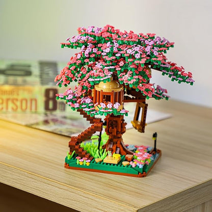 Cherry Blossom Bonsai Tree Mini Micro Building Set Japanese Sakura Tree House Model Sets for Adults Flowers House Mini Bricks Building Kit Creative Gift Toys for Teens 14 (2138PCS)