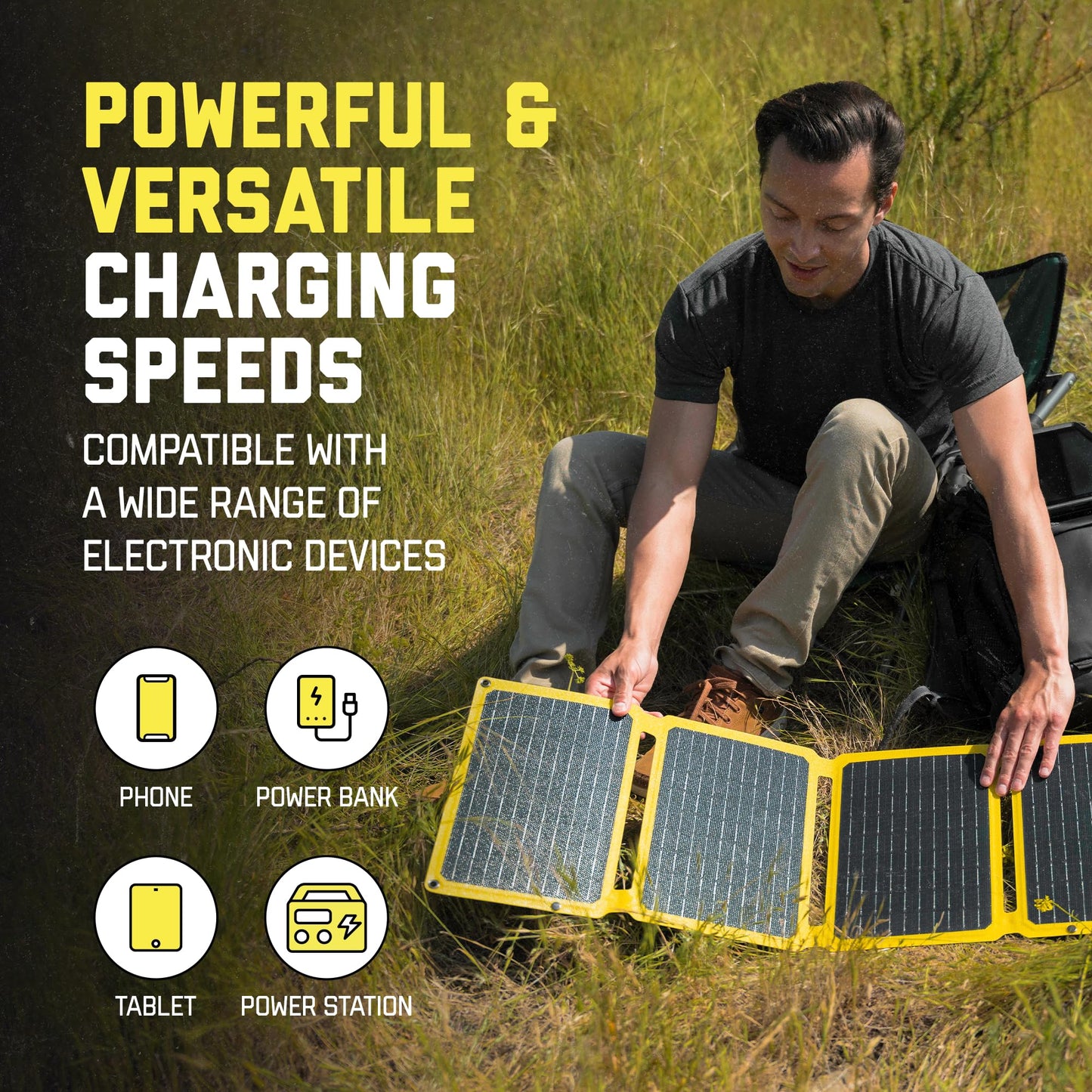 SunJack – 40 Watt Foldable Solar Panel, ETFE Waterproof Portable Solar Panel with Kickstands, USB-C PD30W, USB-A QC3.0, DC Output, Solar Panels for Camping, Hiking, Emergency Power