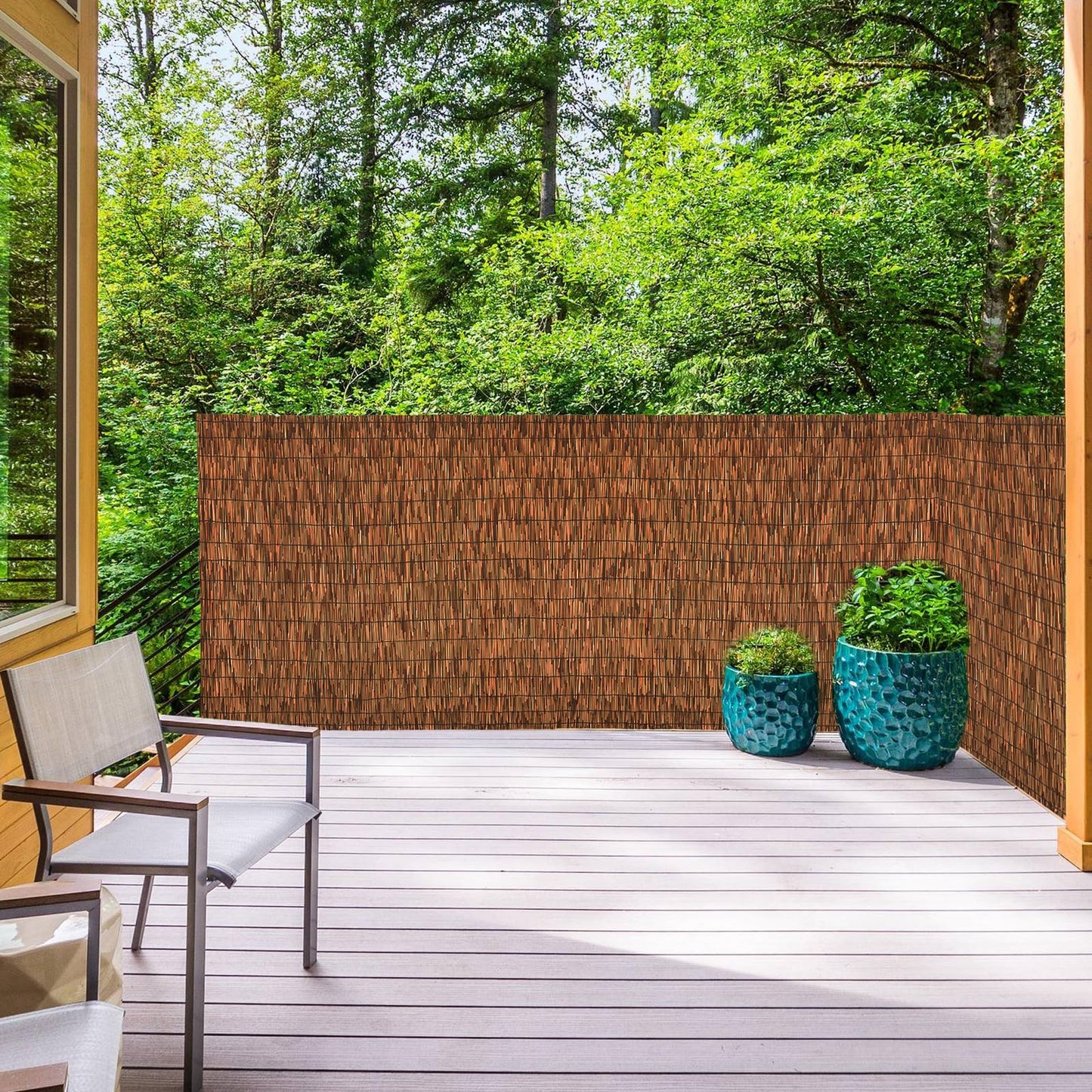 SHYDZYYC Brown 2 Pack 4FT X 16.4FT Reed Fencing Roll, Balcony Privacy Shade Reed Bamboo Fencing Garden Fence Border, Wind Block Sunshade Fence Screen for Outdoor Yard Patio Flower Bed Edge