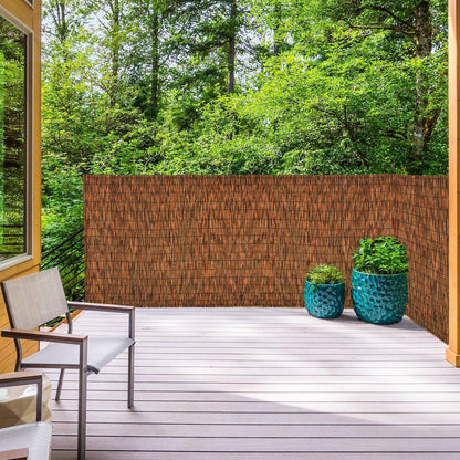 SHYDZYYC Brown 2 Pack 4FT X 16.4FT Reed Fencing Roll, Balcony Privacy Shade Reed Bamboo Fencing Garden Fence Border, Wind Block Sunshade Fence Screen for Outdoor Yard Patio Flower Bed Edge