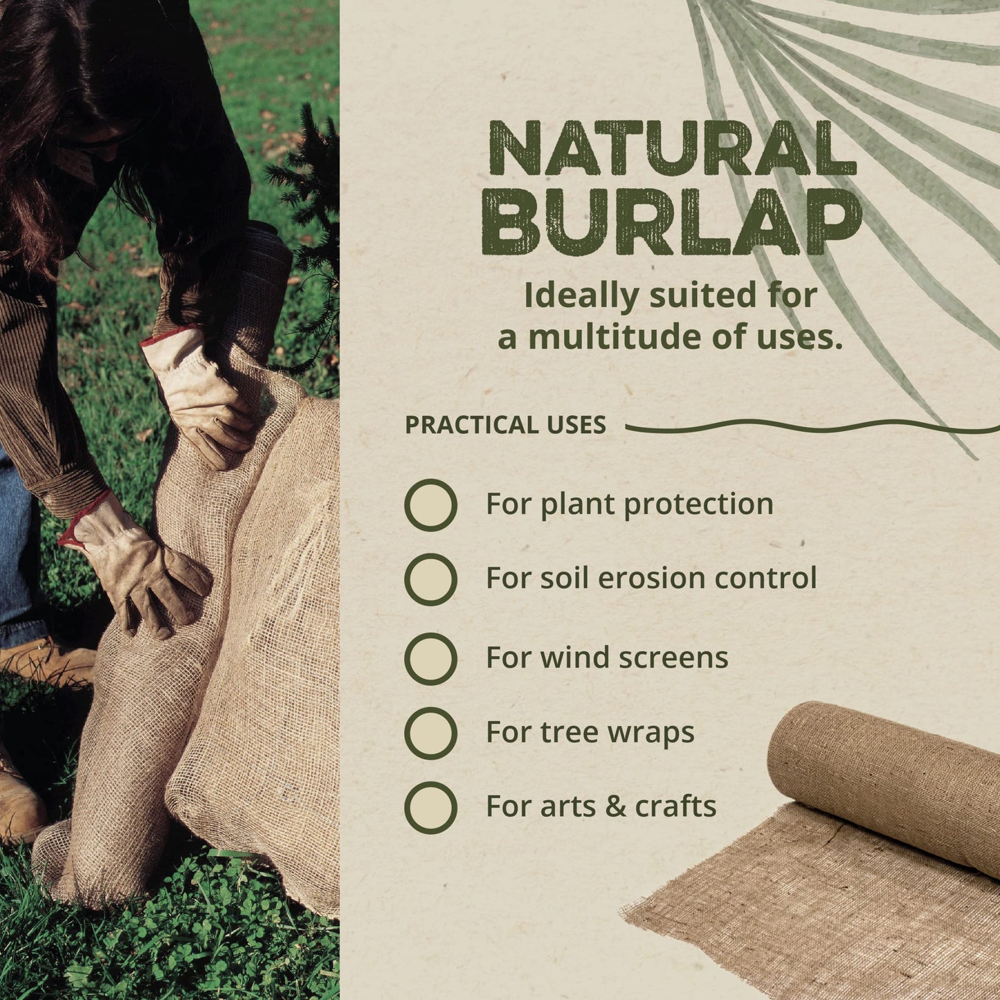 Dewitt Natural Burlap Roll 5.5 oz, 4 x 250 Feet – Medium-Weave Jute Fabric for Soil Covering, Plant Protection, Tree Wraps, Erosion Control, Wind Screens, and Crafts