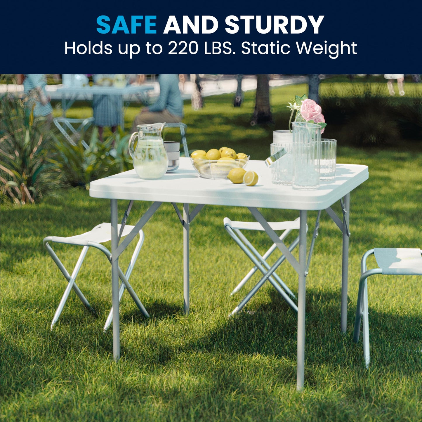 Flash Furniture Square Plastic Folding Event Tables, Set of 12, Granite White