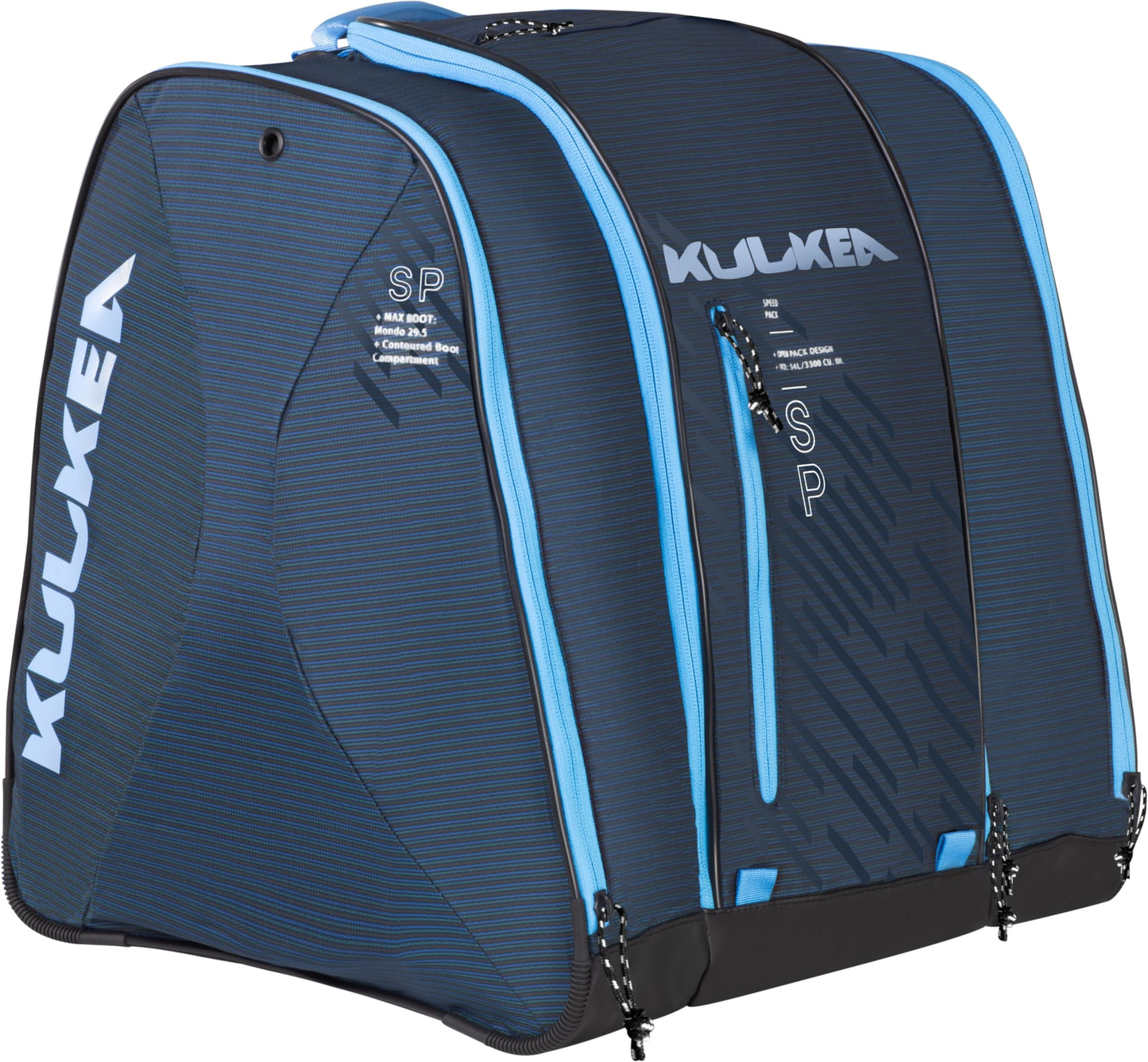 KULKEA Speed Pack Ski Boot Backpack - Ski Boot Bag With Open Pack Design For Quick Gear & Boot Storage - Durable, Spacious, & Water Resistant Backpack (Blue Run)