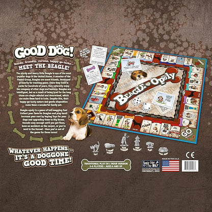 Late for The Sky Beagle-Opoly Board Game Dog Lovers Family Game 2-6 Players Ages 8+ Opoly-Style Pet Theme Traditional or One-Hour Variant