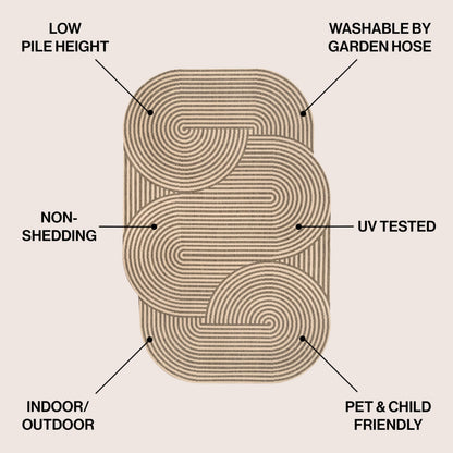 JONATHAN Y Geometric Arch Stripe Indoor Outdoor Area Rug 5X8 Beige/Brown, Margot Modern for Backyard, Patio, Porch, Easy-Cleaning, High Traffic, Pet-Friendly, Non-Shedding (SHP201A-5)