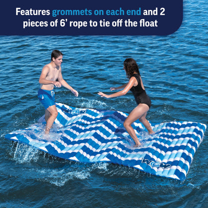 Wow Sports Inflatable Water Walkway Mat - Blue Chevron - 10 x 6 ft - Connects to Boats & Other Mats - for Kids & Adults