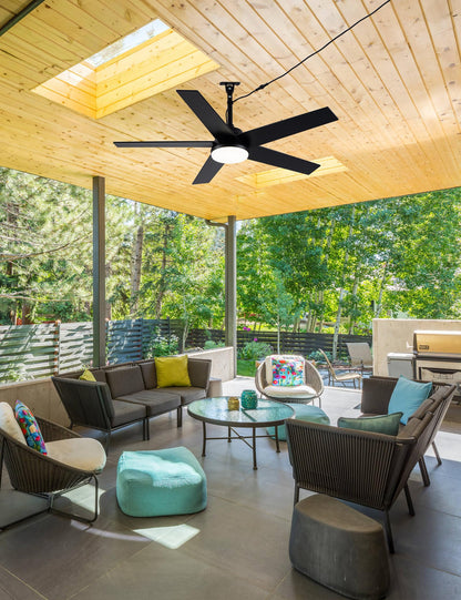 Bella Depot 48" Outdoor Ceiling Fan Black Waterproof Gazebo Fan with Light Smart App Remote Control Hanging Fan for Outside Patios Pergola Tent Plug-in Design Adjustable Brightness (48"- Black)