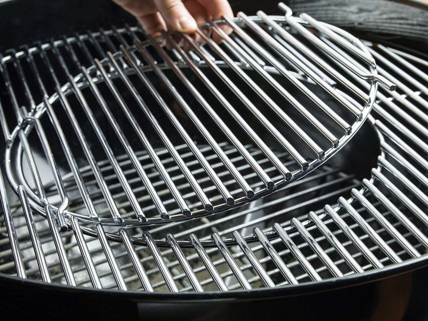 Weber Master-Touch Charcoal Grill, 22-Inch, Ivory – Premium Outdoor BBQ Grill with Tuck-Away Lid Holder & One‑Touch™ Cleaning System, Porcelain‑Enameled Kettle