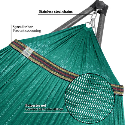 Tranquillo Combo x2 Hammocks with Stand for Outside & Tree Straps, Heavy Duty Hammock with Stand 600lbs for Indoor Outdoor Patio Backyard, x2 Hammocks for 2 Person (Combo - Peacock, Medium)