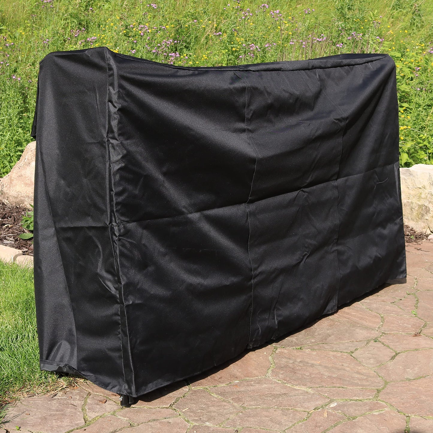 Sunnydaze Indoor/Outdoor 6-Foot Decorative Firewood Log Rack with Black Heavy-Duty Weather-Resistant PVC Cover