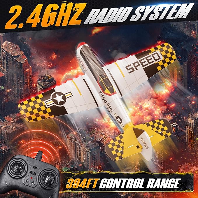 BEZGAR RC Plane Drones for Kids 6-axis Gyro Remote Control Airplane RC Helicopter Easy Control for Beginners Toys with Colorful LED Navigation Lights Yellow