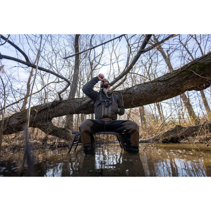 Momarsh Lightweight Adjustable Mobile Bench Seat | Weather-Proof Bench Seat with Breathable, Quick Dry Mesh, Removable Pocket, Drink Holder, and Adjustable Carry Strap | Must Have Hunting Gear